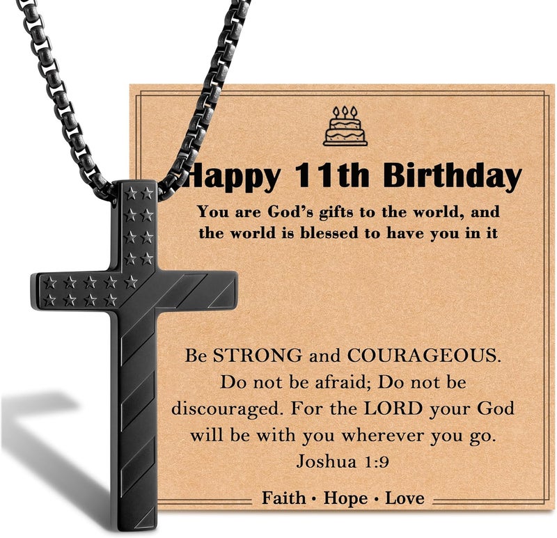 Tarsus Happy 8-16 Year Old Boy Birthday Gifts, Cross Necklace Gifts for Son Grandson Nephew Boys - Image 1